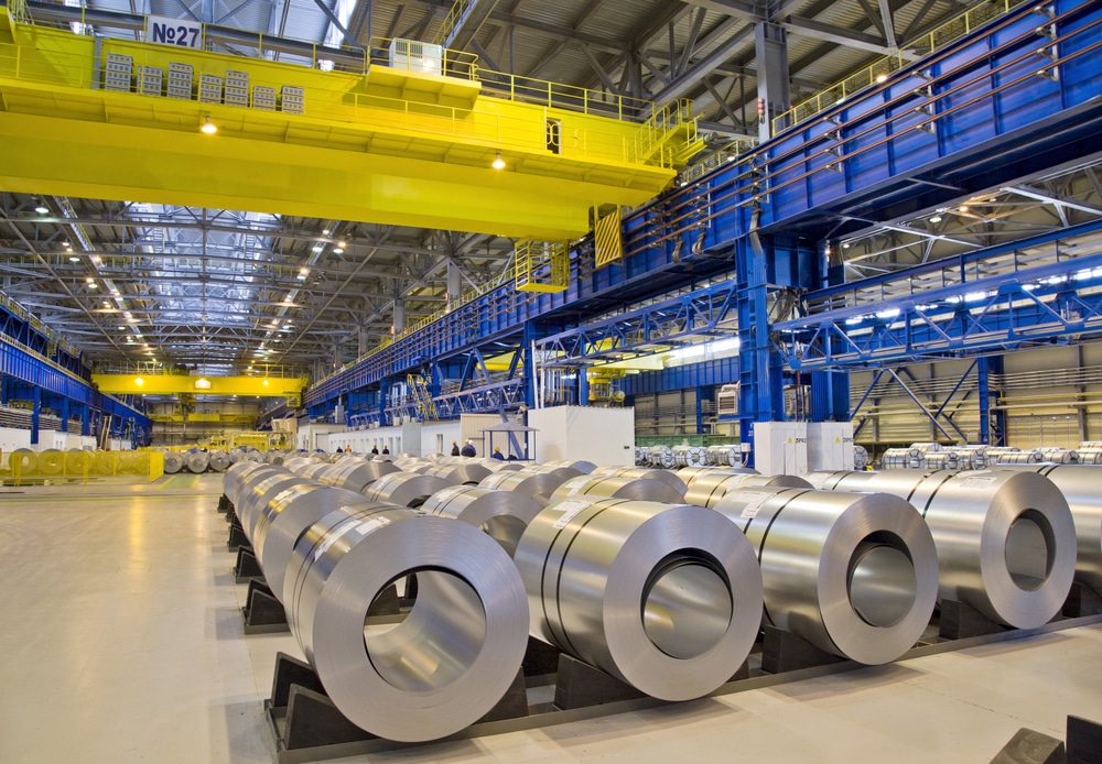 rows of steel coils