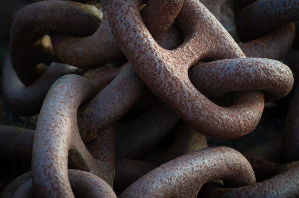 closeup of weathered metal pieces